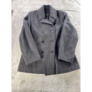 Outbrook Womens Gray Wool Blend Pea Coat Size L Dark Academia Heritage Outerwear